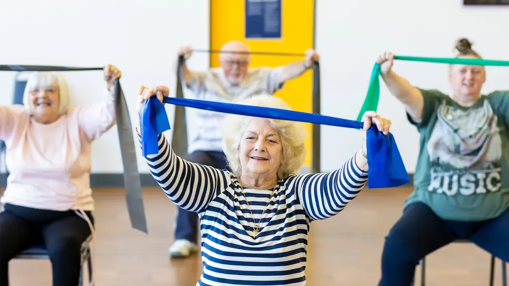 Older people at an exercise class