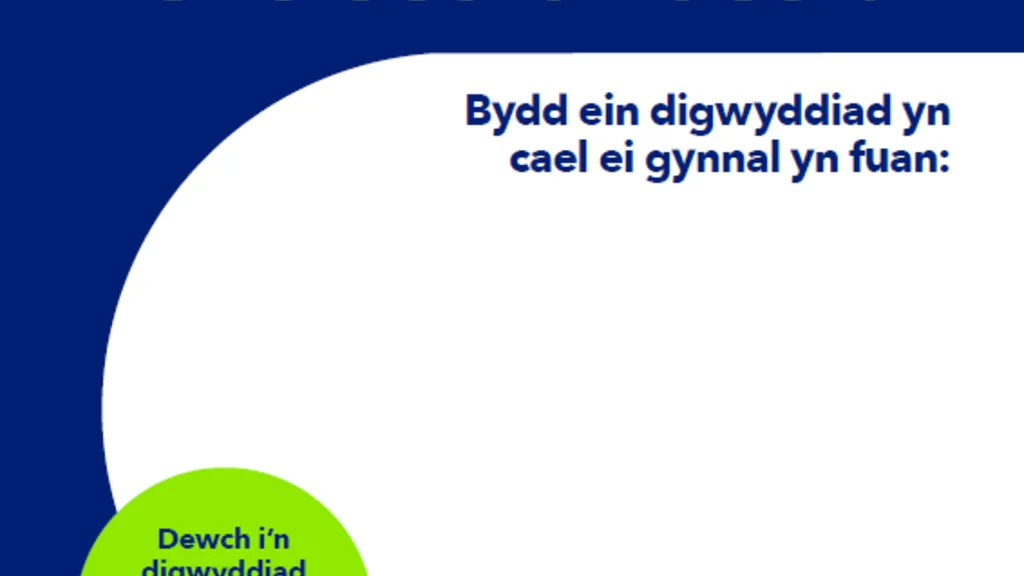 A poster of Celebrate ageing, Challenge ageism encouraging people to get involved with Age Without Limits Day in Welsh
