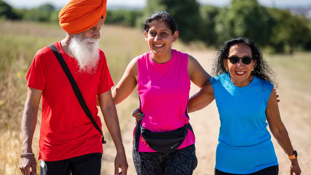 Family exercising outdoors