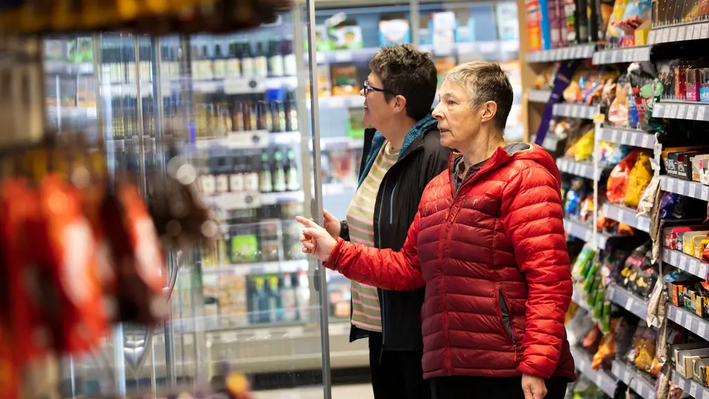 Two older women out shopping